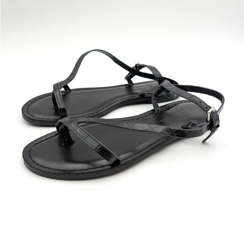 Dolce Vita Wandre Flat Sandals Buckle Strap Women's Black Size US7.5 EU38